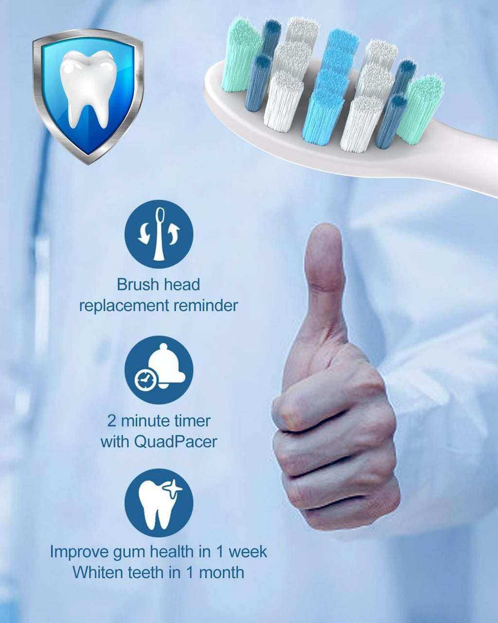 Replacement Toothbrush Heads for Phillips Sonicare Electric Toothbrush Click-on Handles 10 Pack White (Blue, 1 Count (Pack of 10))