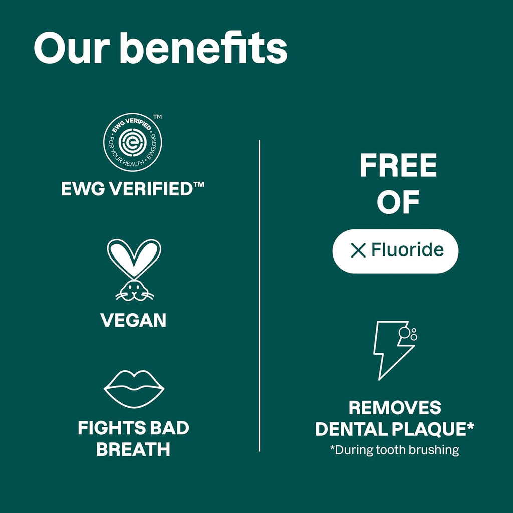 ATTITUDE Fluoride-Free Fresh Breath Toothpaste, Peppermint Flavor, Vegan & Cruelty-Free, Sugar-Free, Plant & Mineral-Based Ingredients, Clean Oral Care, 4.2 Oz