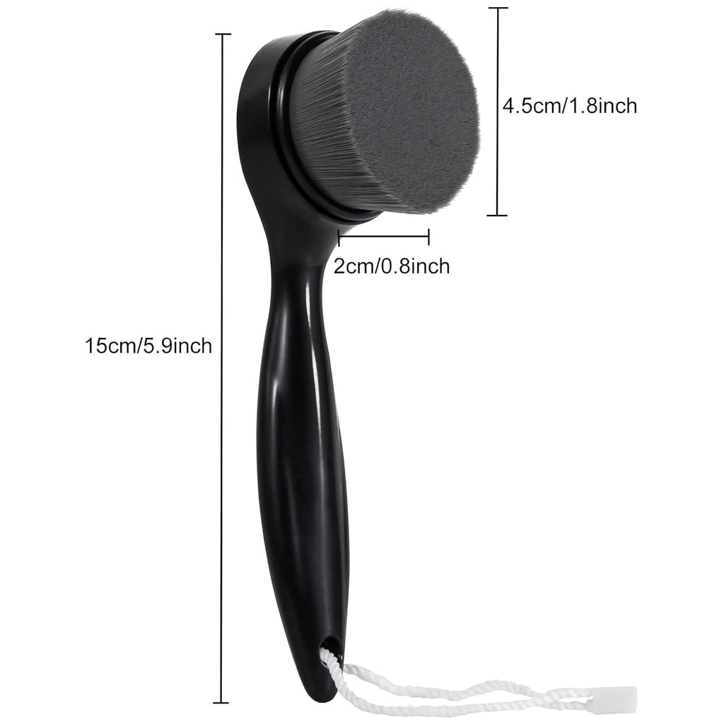 2 Pack Soft Bristle Facial Cleansing Brush for Deep Pore Cleaning, Face Exfoliating Scrub Brush for Face Cleansing Skincare Massaging (Black)