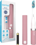 Sonisk Pulse | Battery Powered Electric Toothbrush | Sonic Technology | 1x Battery, 2X Brush Heads, 1x Travel Case Included | 31,000 Strokes Per Minute | Portable Size | Dusty Pink