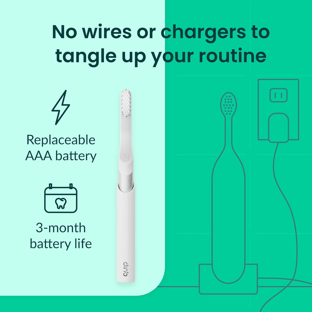 Quip Metal Sonic Electric Toothbrush for Adults - Time Travel & Soft Bristles with Travel Case & Replacement Brush Head - 3 Month Battery Life - Silver