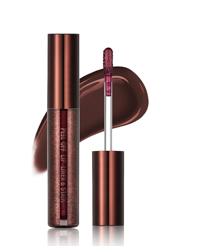 Peel Off Lip Liner Stain, Long Lasting Waterproof Transfer-Proof Lip Tint Stain Peel Off, Non-stick High Pigmented Lip Gloss Lipliner Tattoo, Liquid Tinted Lipstick, Lip Makeup Gift for Women Girl-05