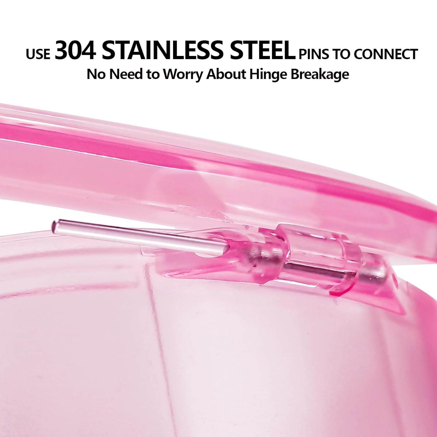 Travel Denture Case Denture Soaking Container with Brush, Denture Cleaning Case Retainer Bath Box Case False Teeth Container - Leak Proof & Lid Waterproof - Transparent Pink