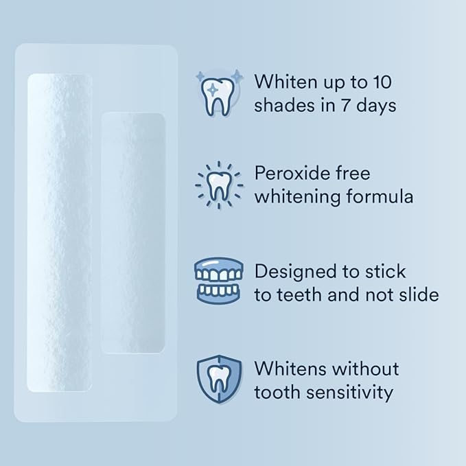 Auraglow Sensitive Teeth Whitening Strips, Peroxide Free White Strips, 14 Whitening Treatments, Whitens Teeth Without Sensitivity, Removes Years of Stains, 28 Strips, Mint
