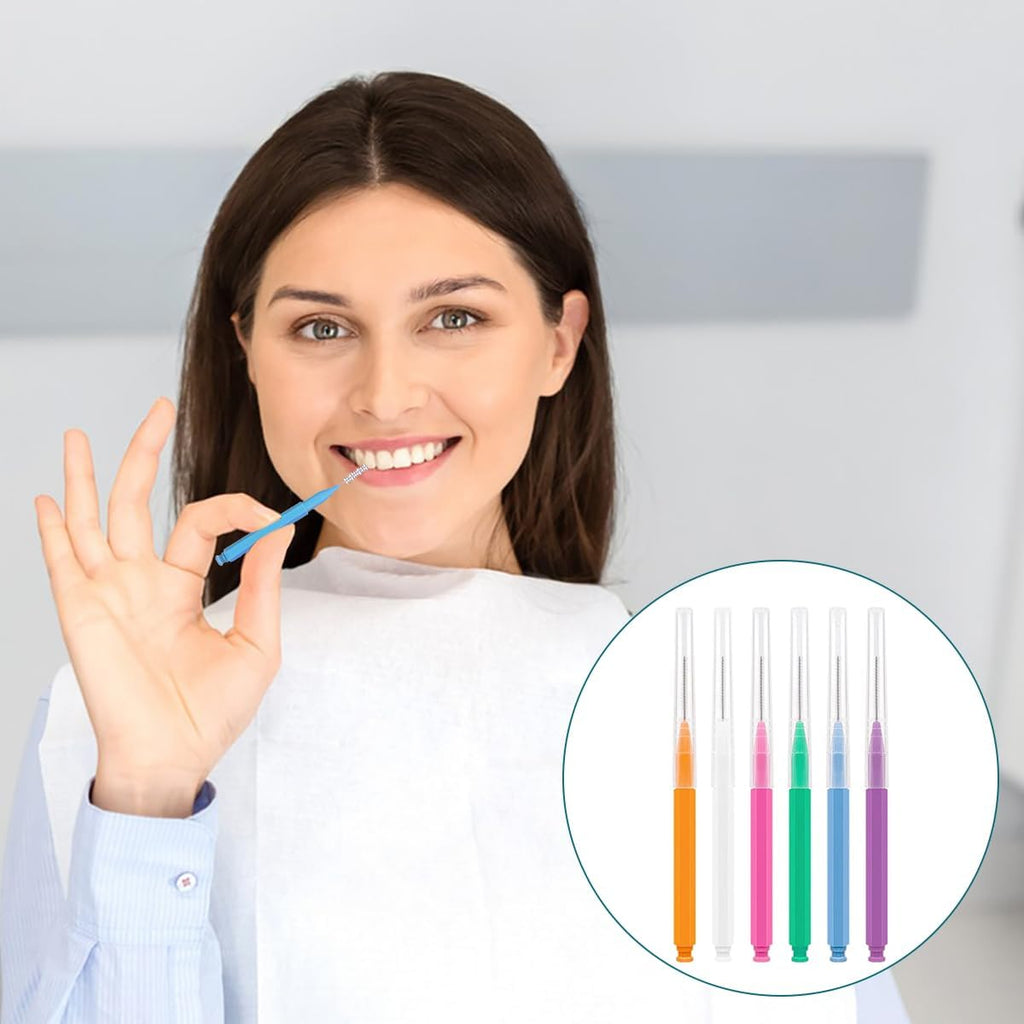 120 Pcs Interdental Brush + 25 Pcs Lip Wands Applicators Disposable, Braces Brush for Cleaner Interdental Brush Toothpick Dental Flossing Oral Dental Hygiene Flosser Tooth Cleaning Tools, Multicolor