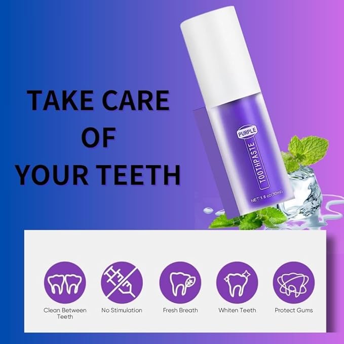 Purple Toothpaste for Teeth Whitening, Purple Toothpaste, Purple Teeth Whitening Toothpaste, Colour Correcting Toothpaste for Teeth whitening, Teeth Whitener