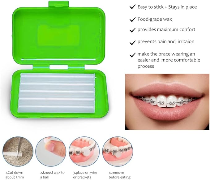 Wenge Portable Orthodontic Oral Care Kit - 2Pack - Travel Kit for Patients, Interdental Brushing Wax Floss Toothbrush Cleaning (Red_Green)