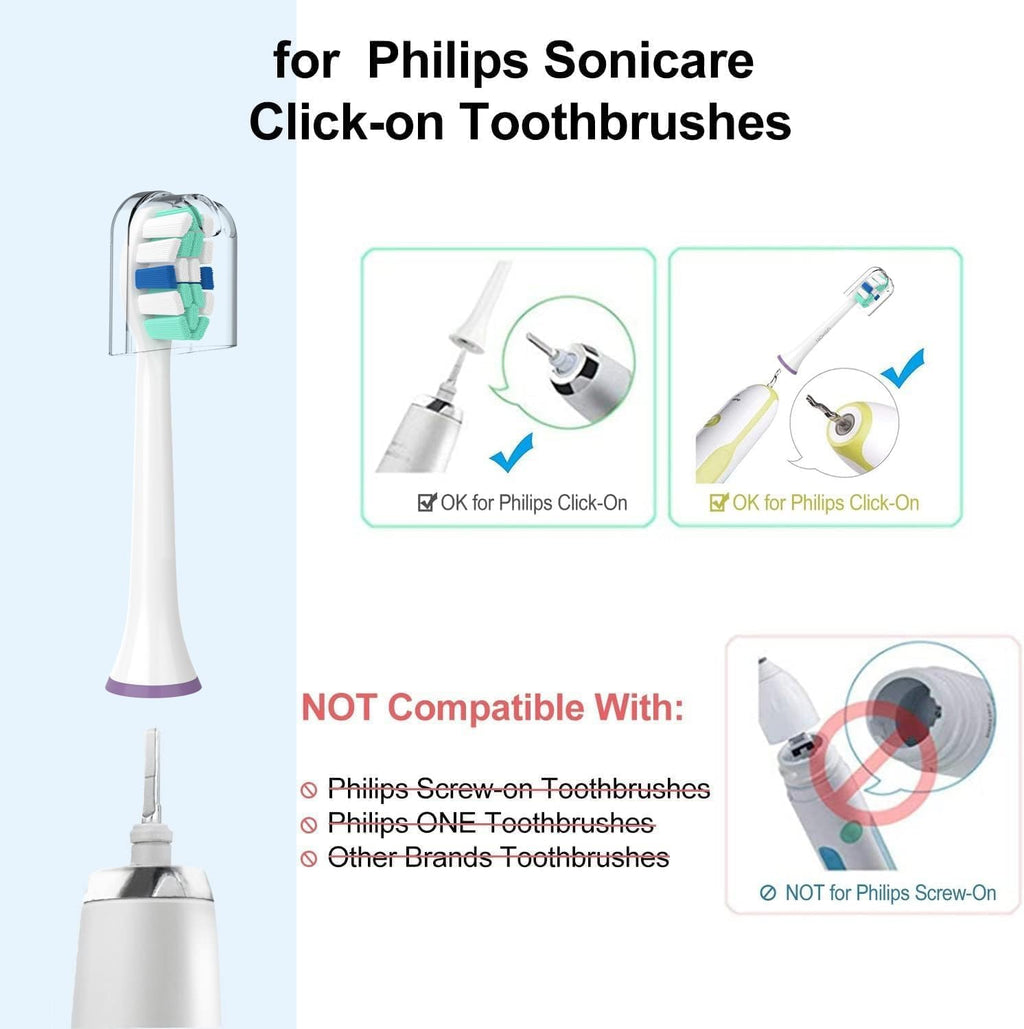 Replacement Toothbrush Heads for Philips Sonicare – Compatible with C1/C2/C3/A3/G2/G3/W3, 4100/5100/6100 Series, DiamondClean & More, 8 Packs