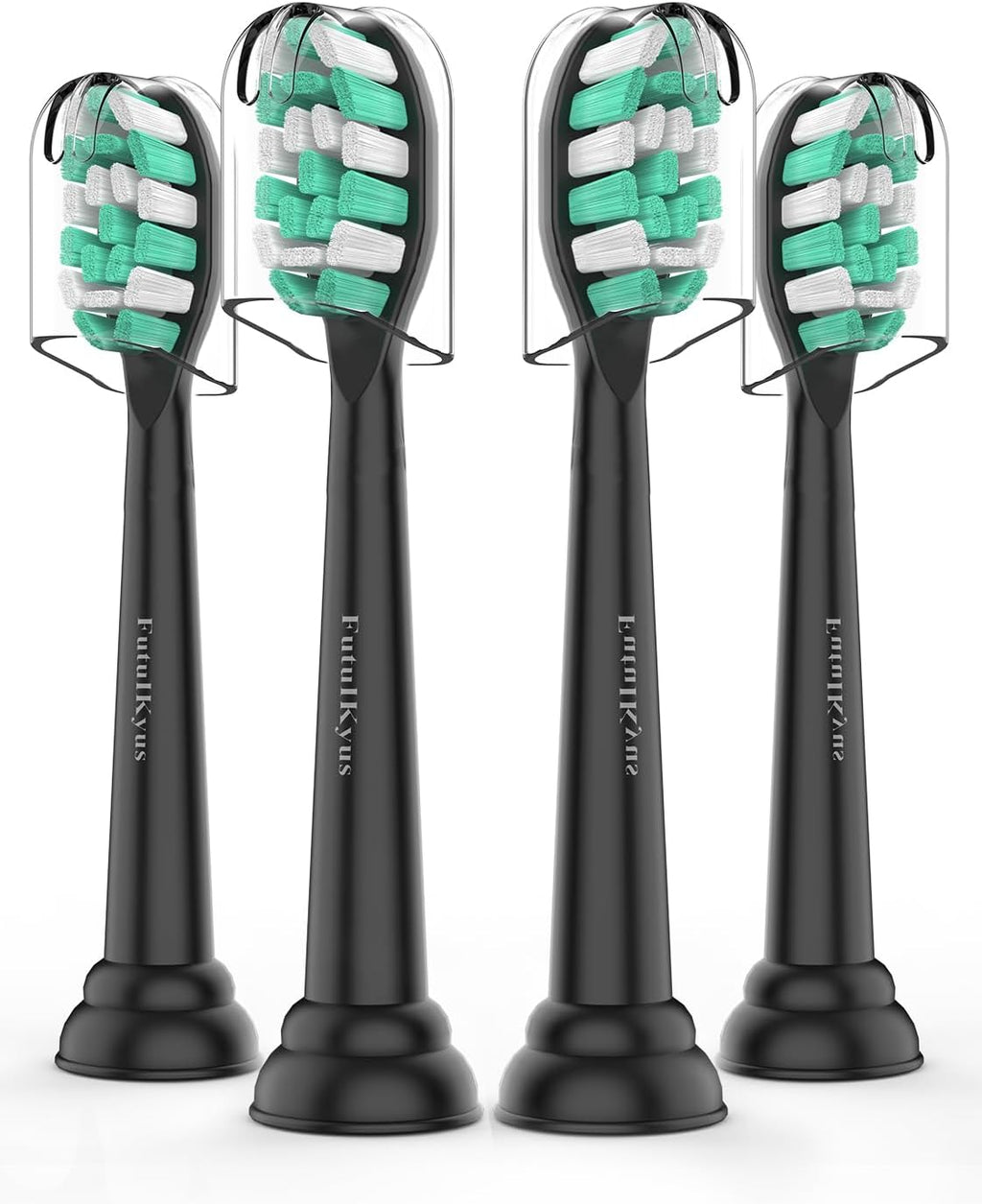 Toothbrush Replacement Heads for Philips Sonicare 4100 5100 Simply Clean Plaque Control Gum Health 1 2 Series Snap on Electric Brush Head, 4 Pack, Black