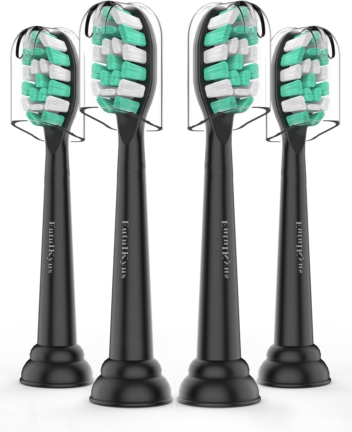 Toothbrush Replacement Heads for Philips Sonicare 4100 5100 Simply Clean Plaque Control Gum Health 1 2 Series Snap on Electric Brush Head, 4 Pack, Black