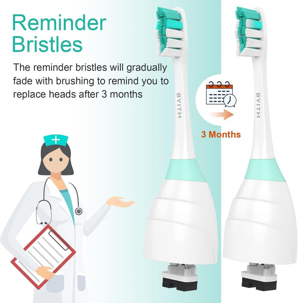 Replacement Brush Heads Compatible with Sonicare E-Series Toothbrush HX7022/66, Essence, Xtreme, Elite, Advance and CleanCare Screw-On Handles, 4 Pack