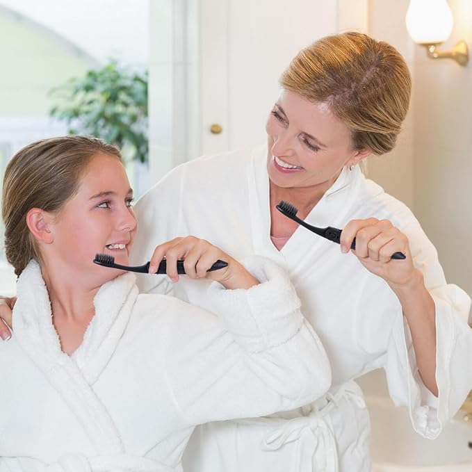 Mipcase 8PCS Folding Portable Charcoal Toothbrush Soft Bristles Ergonomic Design Travel Camping Hygiene for Adults Gray