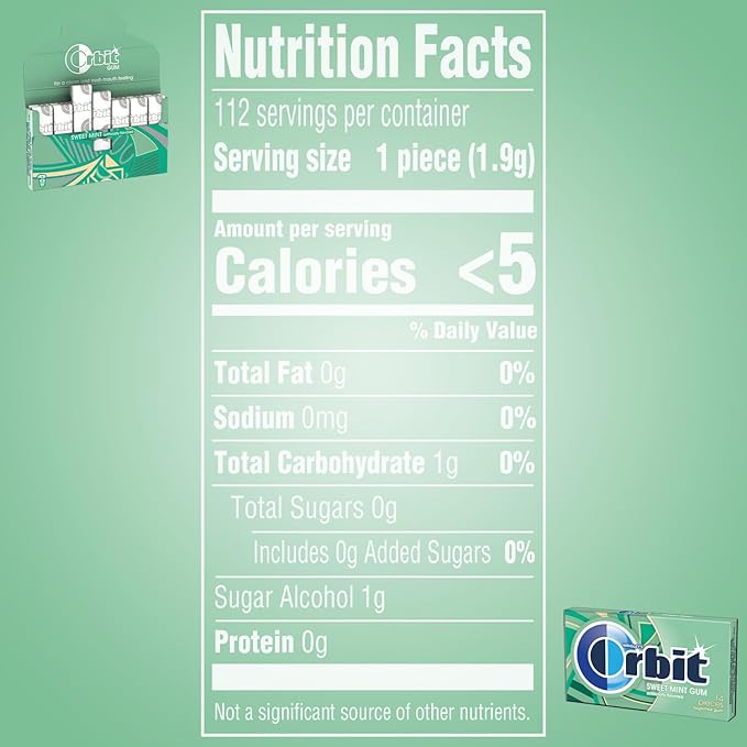 ORBIT Gum Bulk Sweetmint Sugarfree Chewing Gum Bulk, 8 Packs of 14 Pieces, Case of 6