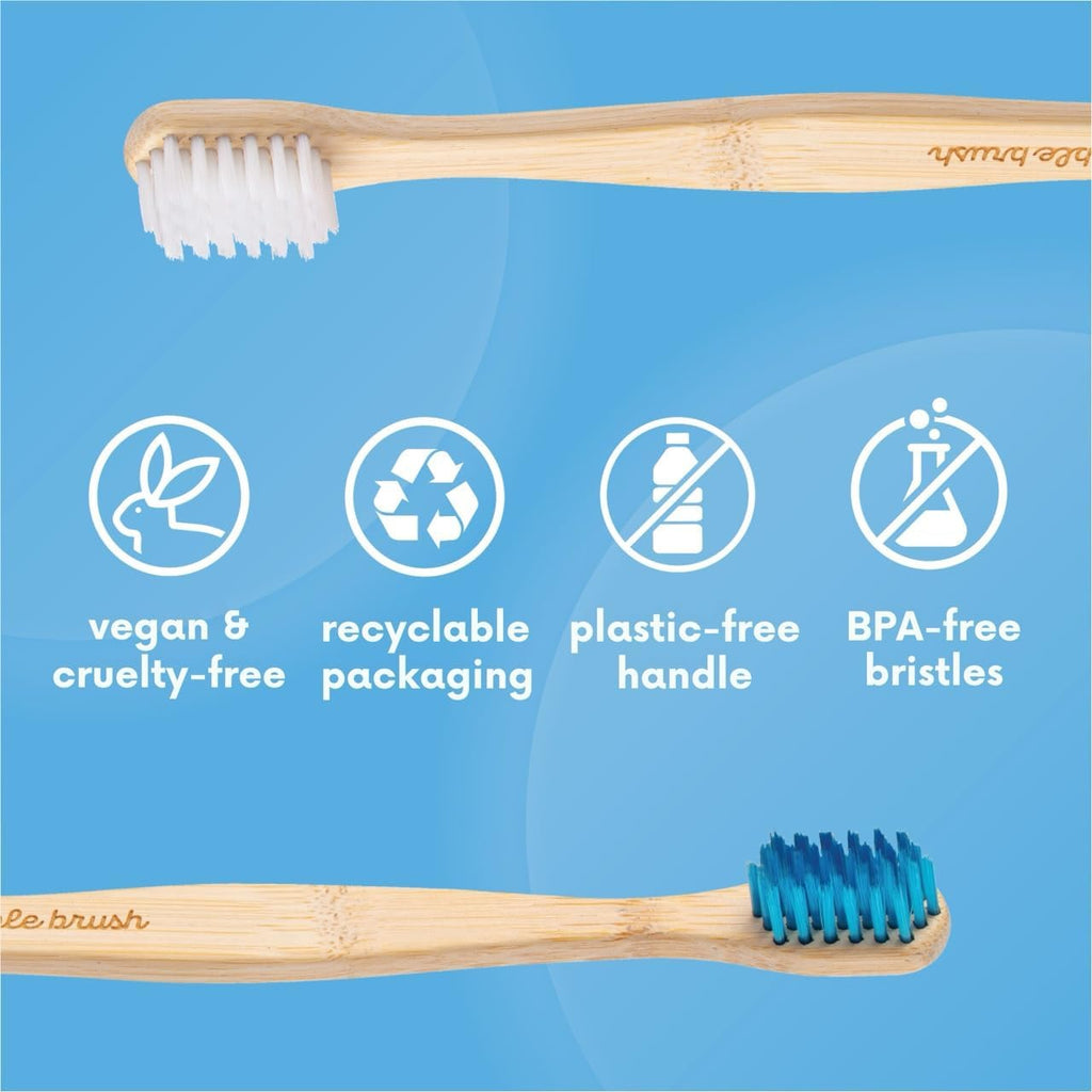 The Humble Co. Bamboo Toothbrushes (5pk) – Toothbrushes for Superior Oral Care, Dental Hygiene, and Gum Care, BPA Free (Ultra Soft Bristles)