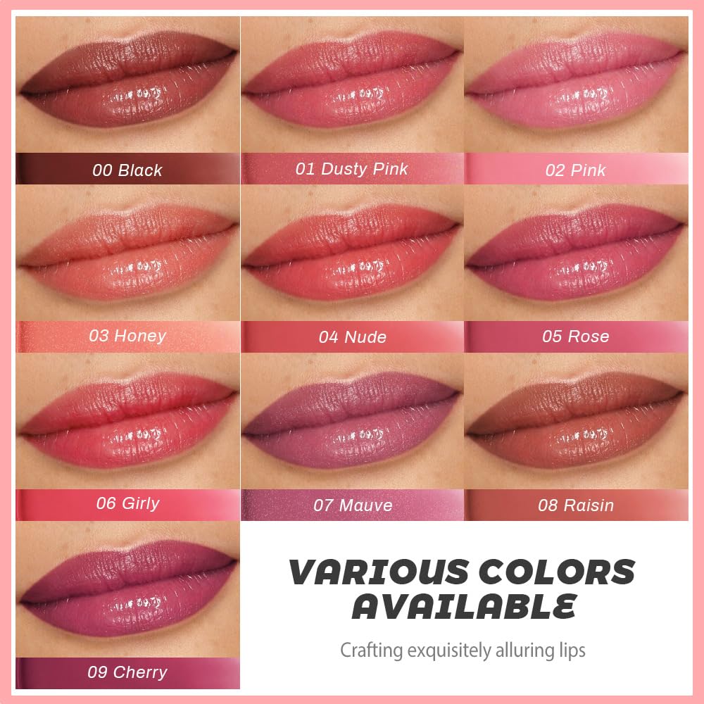 Kaely Girly Honey Lipstick Tinted Lip Balm, Hydrating Shine Lipstick for Women Dry Lips, Moisturizing Nourishing Glossy Lip Gloss Stain Makeup, Sheer Lightweight, Vegan & Cruelty-Free, 06