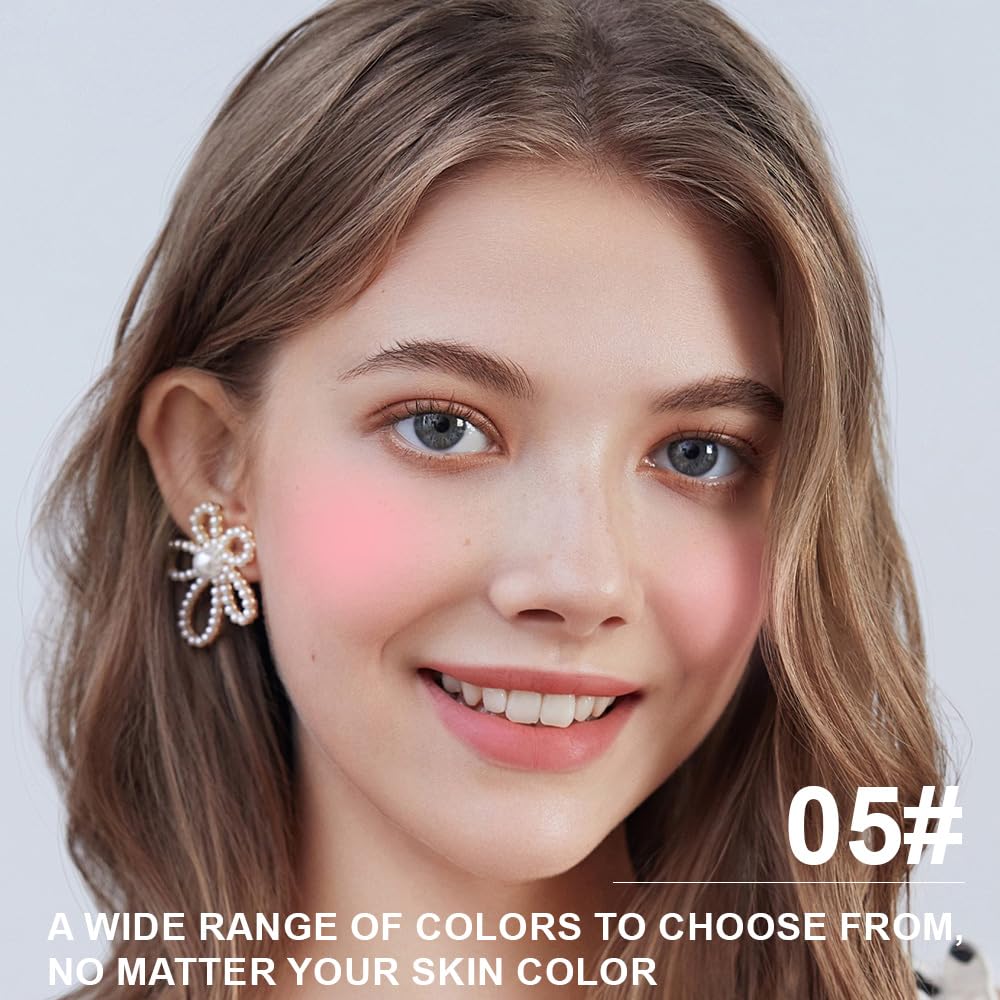 Matte Powder Blush for Cheeks – Long Lasting Natural Face Blusher Makeup, Lightweight Blendable Cheek Color for Women, Vegan & Cruelty-Free – #05 Light Pink