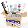 TrekTote 50 Pack Assemble Your Own Hygiene Kit, Bulk Hygiene Essentials, Travel Size Toiletries Set with Comb, Toothbrush, Toothpaste, Shampoo, Deodorant, Bag and More