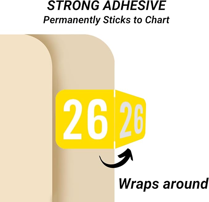 2026 Year Stickers, Doctor Stuff 2026 Chart Stickers, Yellow Color Coded, STS/SFI Style, USA Made Year Labels for End Tab File Folders, 500/Roll, 1 Roll, 3/4" x 1-1/2"