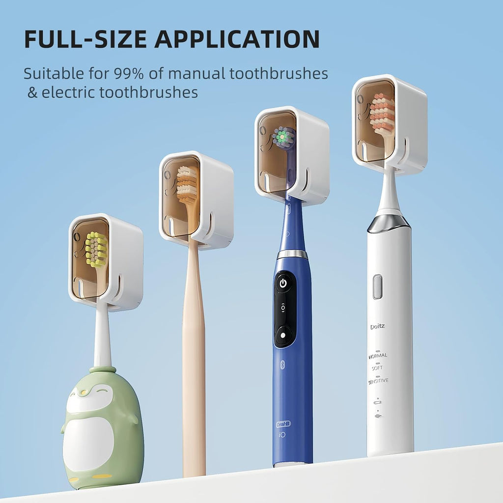 Travel Toothbrush Head Cover 2PCS, Electric Toothbrush Covers Caps, Ventilated Toothbrush Protectors Caps for Travel, Camping, Bathroom, Business, Brown