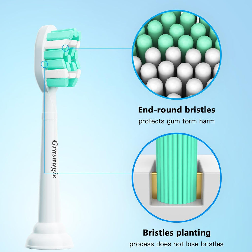Replacement Toothbrush Heads for Philips Sonicare Electric Toothbrush Snap-on Handle: Medium Softness Bristles, 4 Brush Heads Refill, White