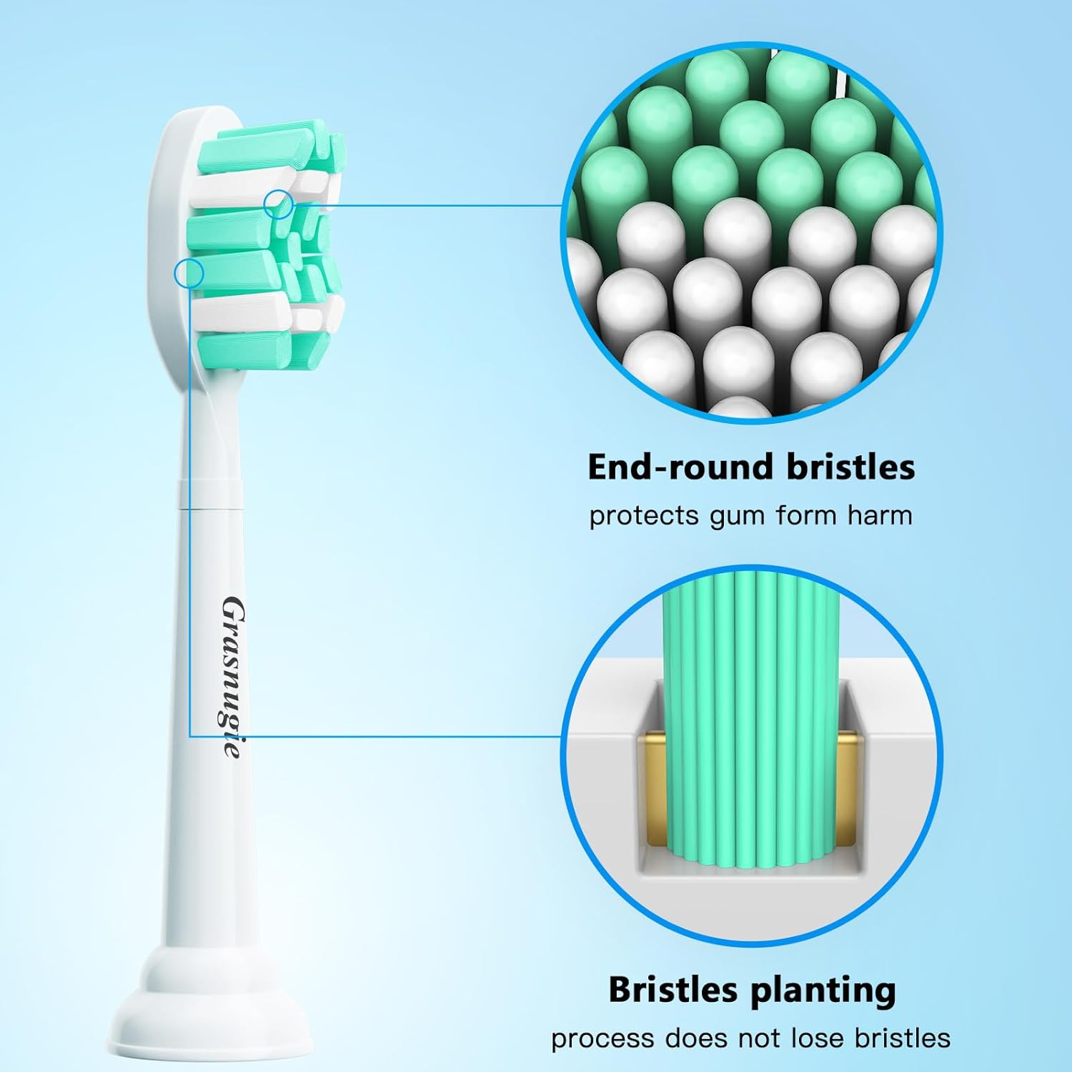 Replacement Toothbrush Heads for Philips Sonicare Electric Toothbrush Snap-on Handle: Medium Softness Bristles, 4 Brush Heads Refill, White