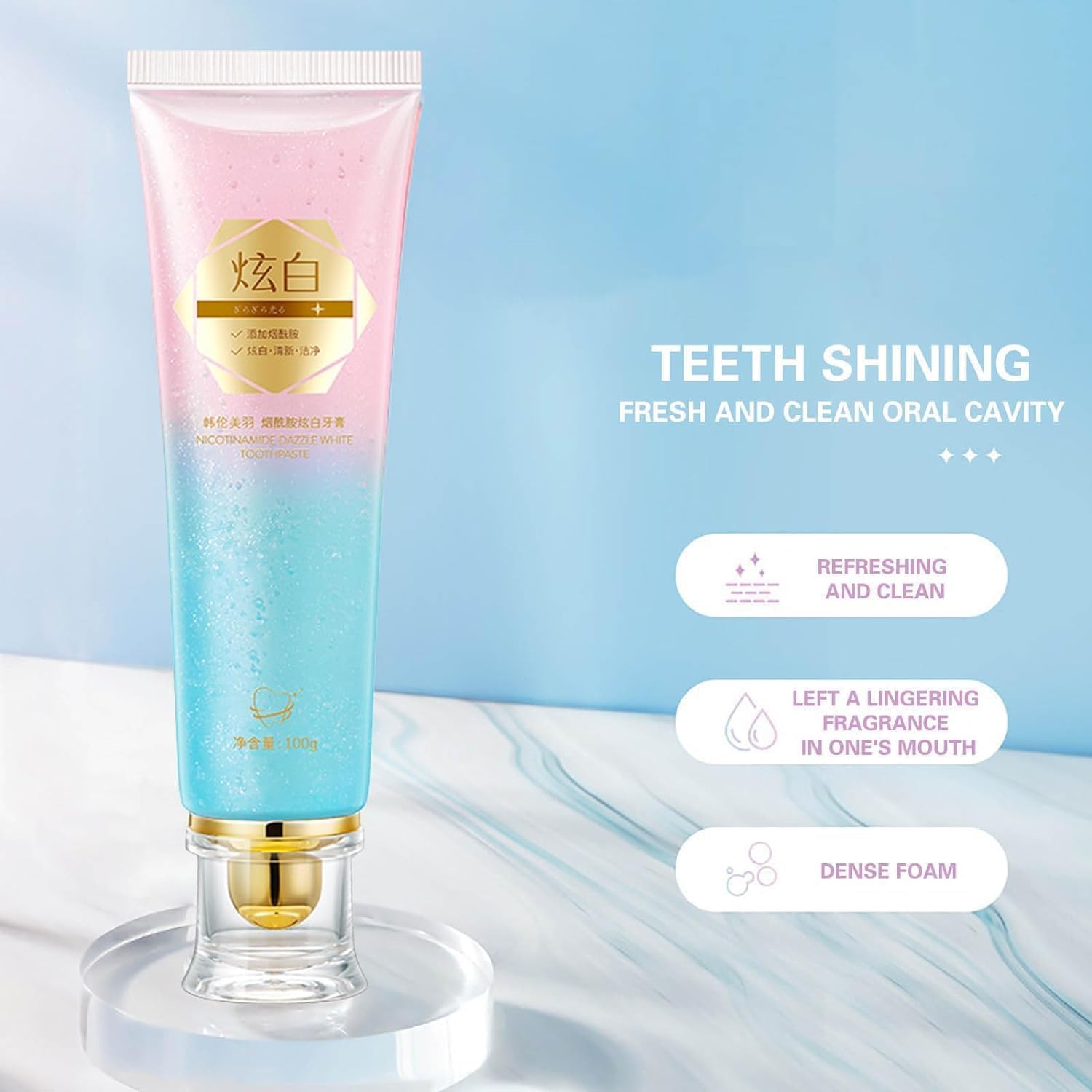 2Pcs Acssart Radiant Whitening Toothpaste,Niacinamide Whitening Toothpastes, Fresh Breath Stain Removal