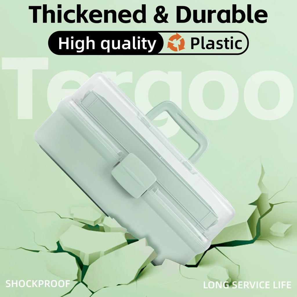 12.5in 3-Layer Multipurpose Craft Organizers and Storage with Adjustable Dividers, Portable Tackle Box, Folding Art & Craft Case for Medicine, Tool, Sewing Organizer (Haze Green)