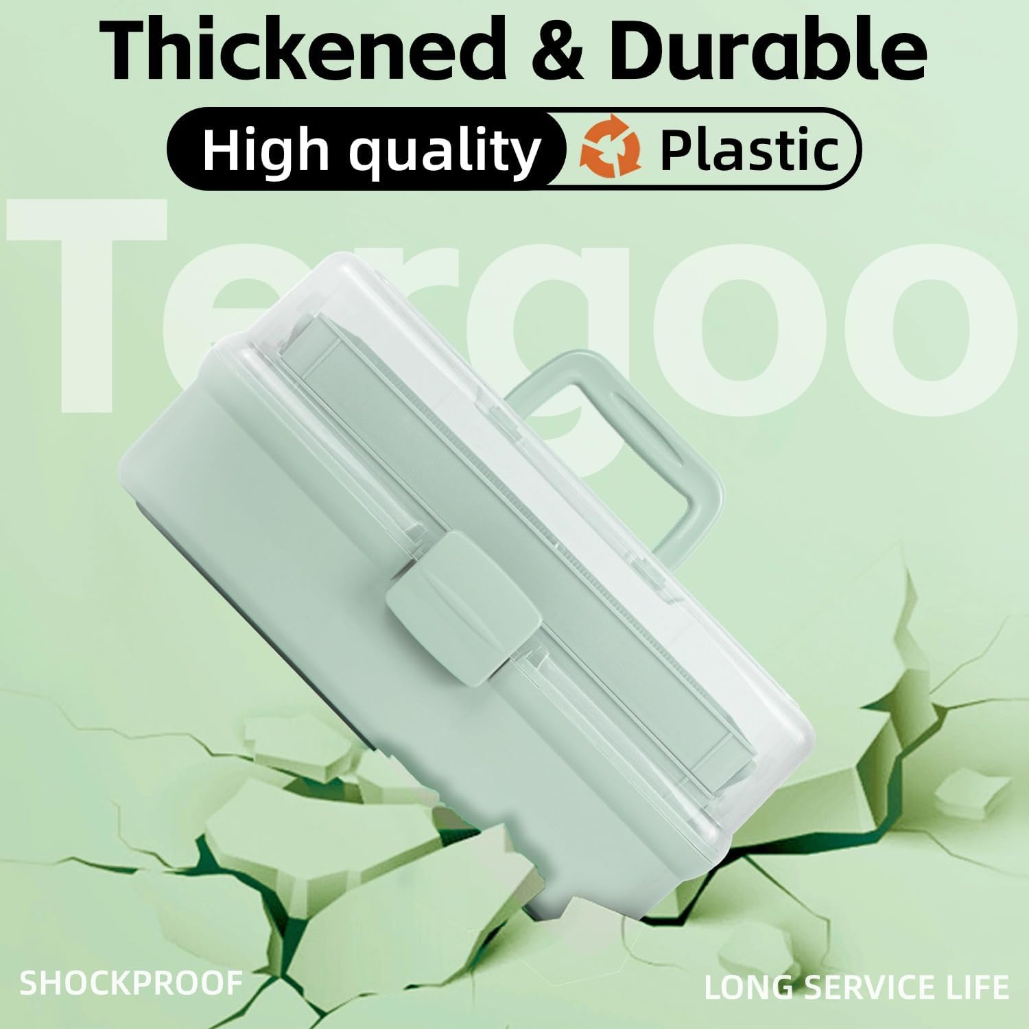 12.5in 3-Layer Multipurpose Craft Organizers and Storage with Adjustable Dividers, Portable Tackle Box, Folding Art & Craft Case for Medicine, Tool, Sewing Organizer (Haze Green)