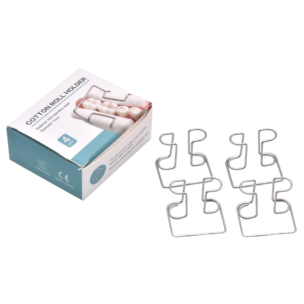 Angzhili 4 pcs Cotton Roll Holder,Autoclavable Stainless Steel Cotton Roll Clip,for Dental Lab or Dentist Clinic