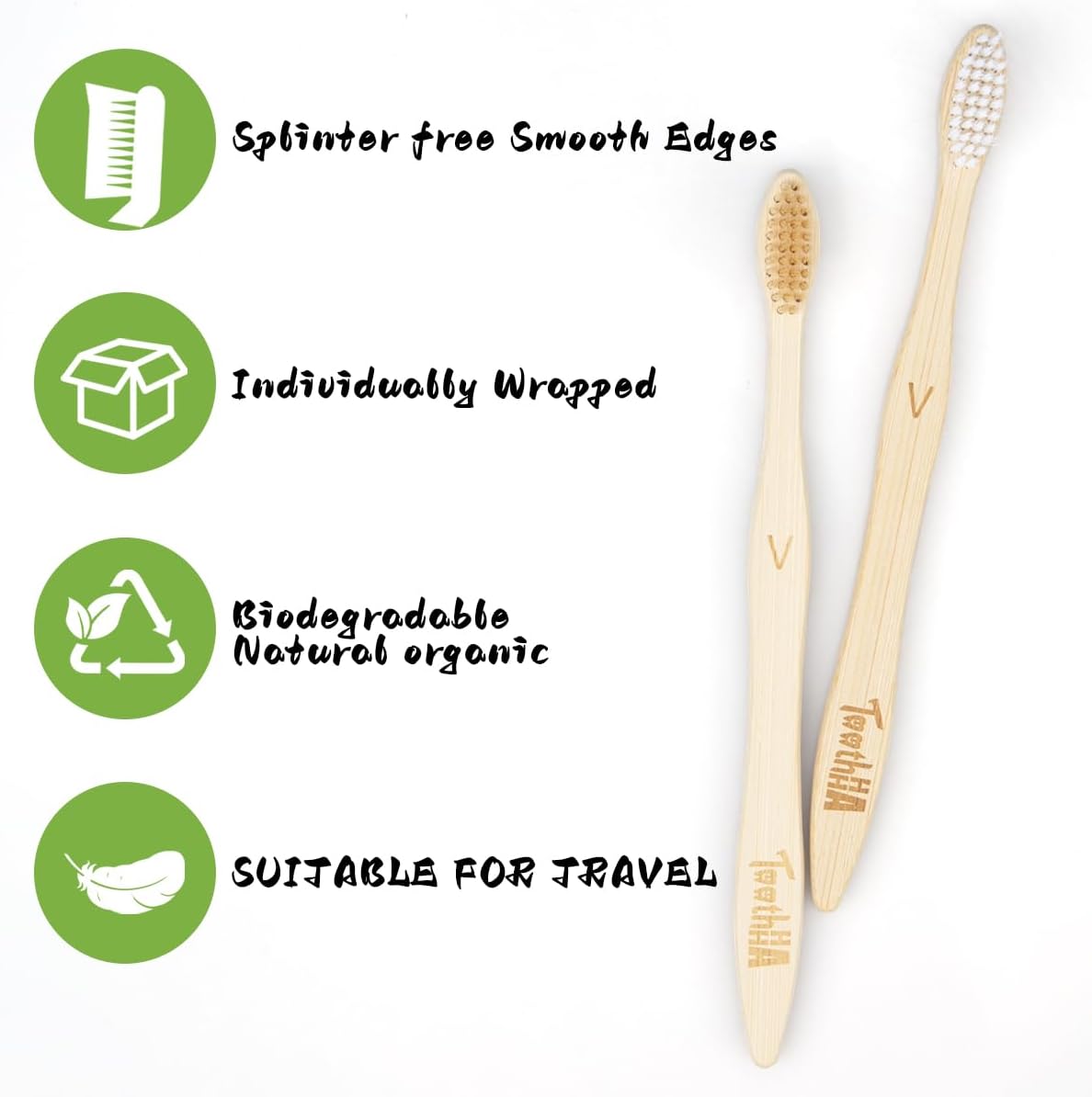 Bamboo Toothbrushes for Adults, BPA-Free Soft Tapered Bristles, Eco-Friendly Natural Organic Wooden Toothbrush, 10-Count Toothbrushes Travel Set