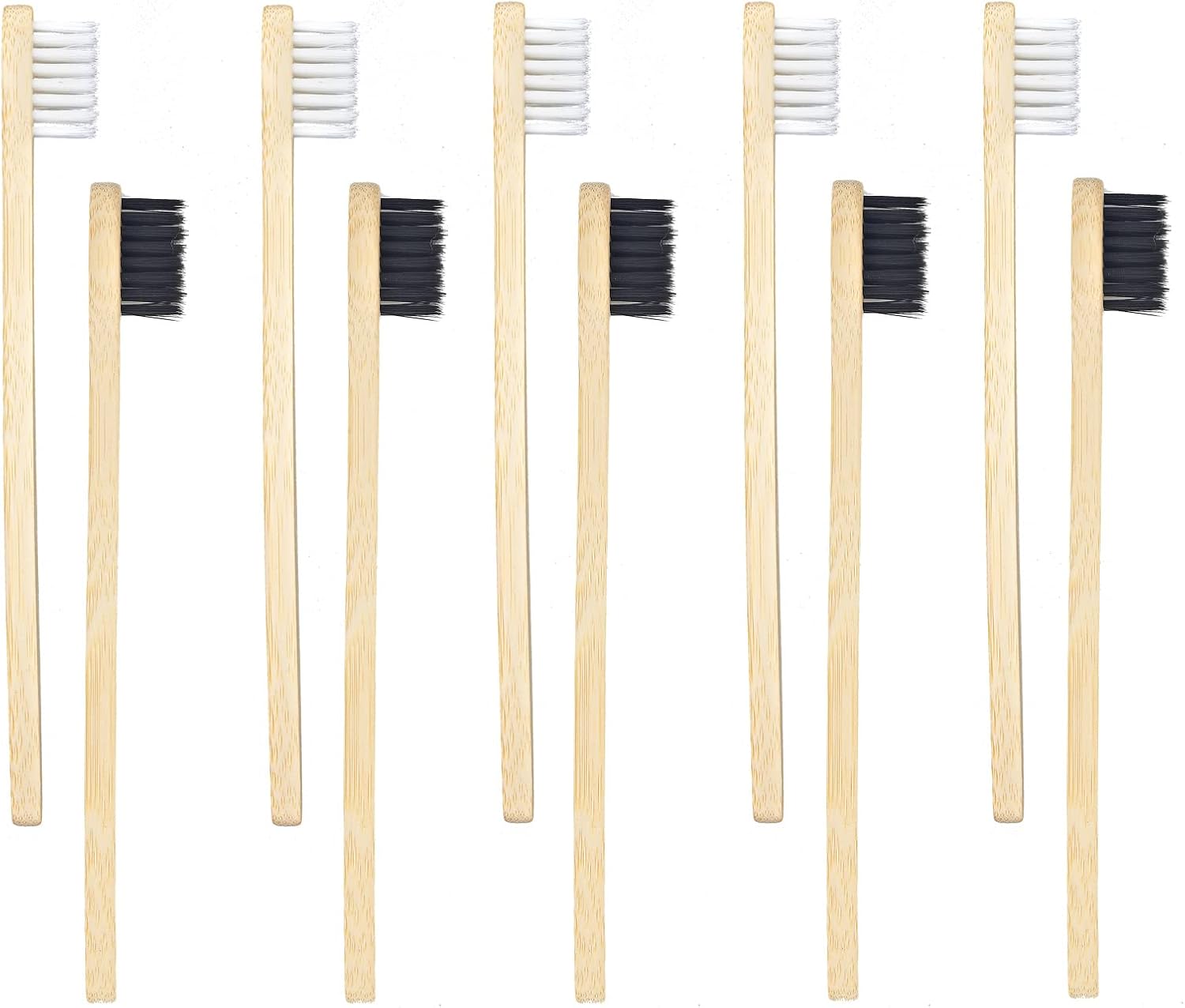 SEVENHEAD 10 PCS Kids Bamboo Toothbrushes Soft Bristles Wooden Toothbrushes, Natural Biodegradable BPA Free Eco Friendly Toothbrushes Black White