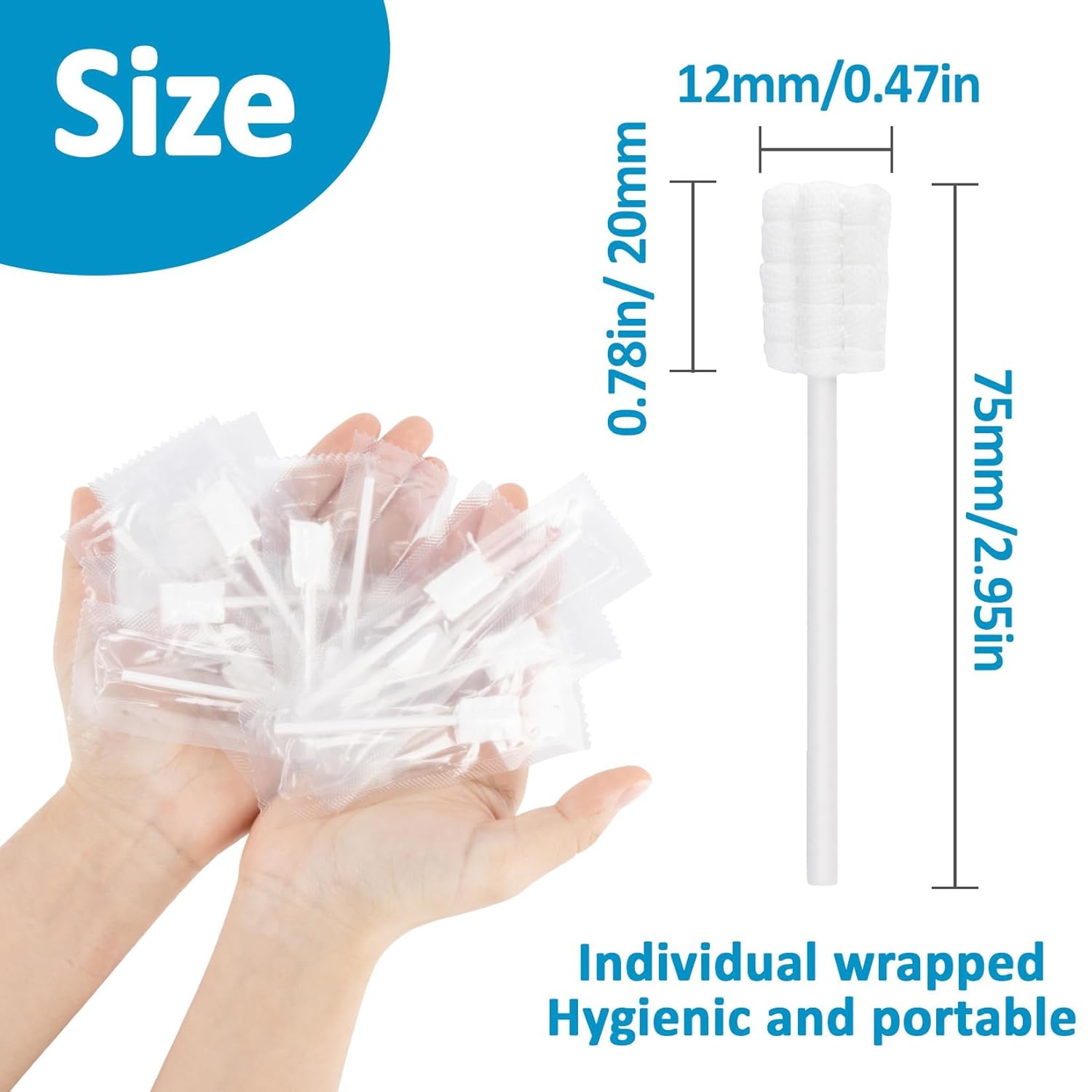 MAQIHAN 50 Gauze Mouth Swabs - Oral Swabs Disposable Toothbrushes Individually Wrapped Swabsticks for Dry Mouth Cotton Gauze on a Stick Dental Oral Care Supplies Mini Thrush Mouth Treatment
