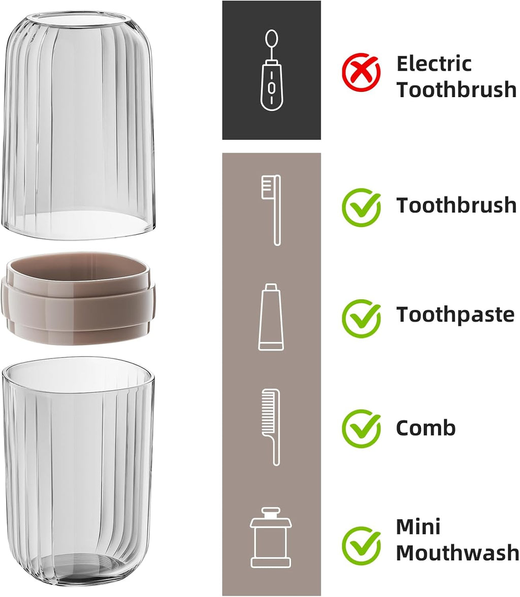 VITVITI Travel Soap Case Container, Portable Toothbrush Travel Case Dish Tray, 7.88 Inch Toothpaste Traveling Toothbrush Holder Set with Cover for Trip/Bathroom/Camping, Dark Coffee Color