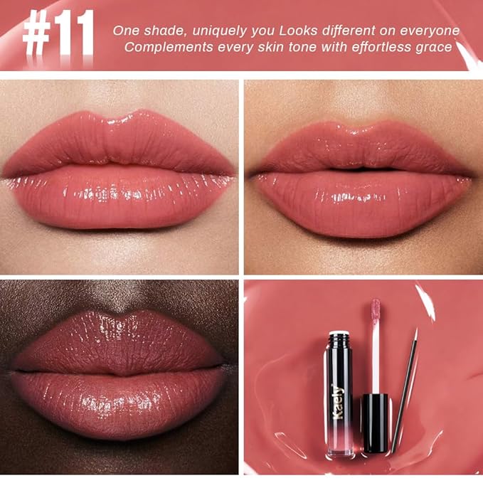 Kaely Longwear No-Budge Lipstick for Women, Highly Pigmented Liquid Lip Color Makeup, Non-Transfer Lip Gloss Stain Waterproof Smudge Proof 24 Hour, Instant Shine, Vegan & Cruelty-Free, 11 PEACHY