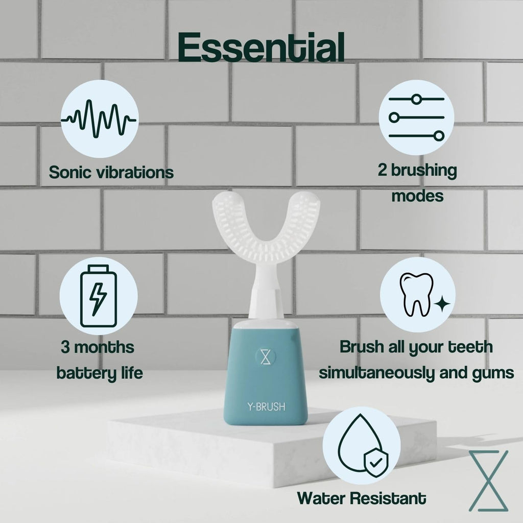 Y-Brush New 2025 Essential - Sonic Electric Toothbrush - 3 Months Battery Life with USB-C - 2 Brushing Modes - Clinically Proven - Adult