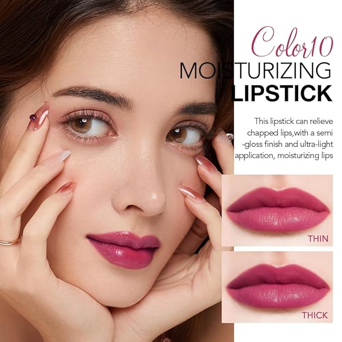 Tinted Lip Balm Moisturizing Lipstick, Rose Purple Hydrating Lipstick for Women, 24 Hour Long Lasting Moisturization Lip Gloss Stain Makeup, Lightweight Non Greasy Moisturizer Lips, 10