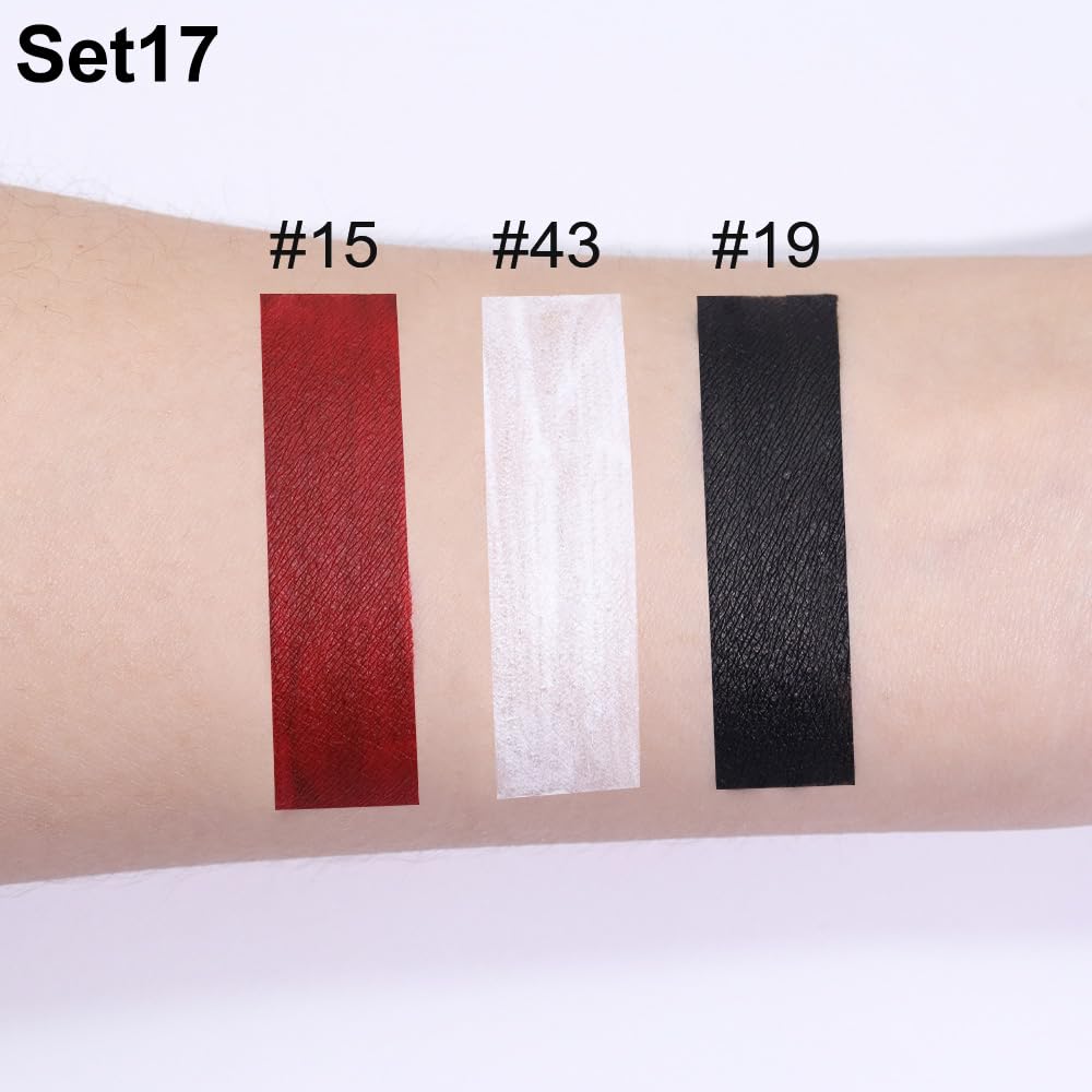 AMY'S DIARY Dark Red White Black Matte Plum Liquid Lipstick 3Pcs Sets,24-hour Lipstick Long Lasting Permanent L Magic Lipstick Waterproof Lip Stain 24 Smudge Waterproof for Women (Set17)