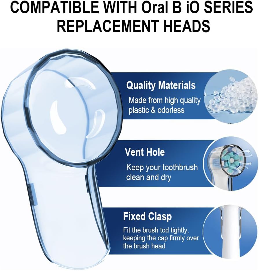 Toothbrush Covers Caps for iO Brush Heads, iO Toothbrush Heads Covers for Ultimate Clean, Gentle Care & Ultimate White, iO Series Electric Toothbrush Covers for Travel & Home - by DeBizz