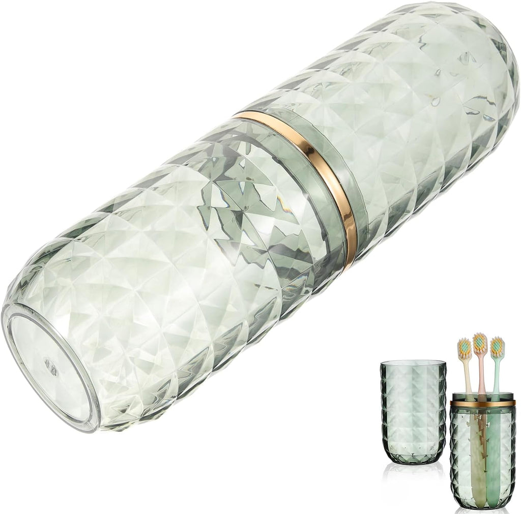 Toothbrush Holders with Cover, Portable Travel Toothbrush Case with lid, Toothbrush Container for Bathroom Countertop Organizer (Green)