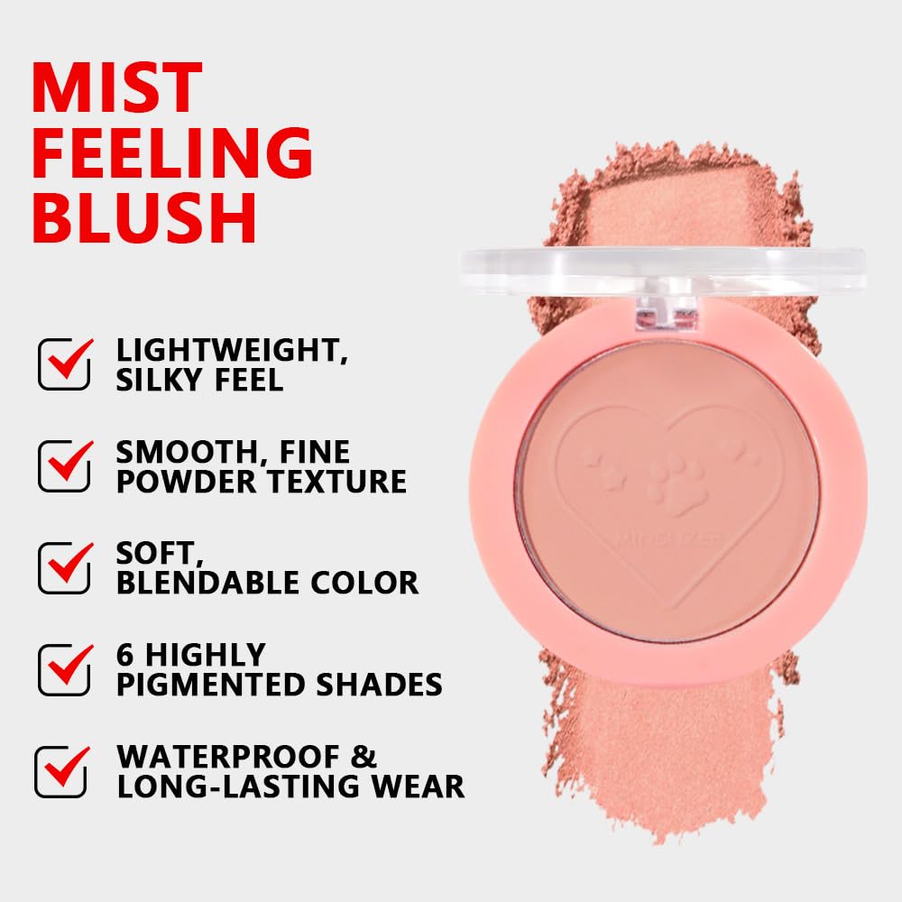 Matte Blush Powder for Cheeks, Cruelty Free Makeup – Long Lasting Natural Face Blusher Makeup, Lightweight Blendable Cheek Color Palette for Women All Skin Tones - #06 Nude Brown