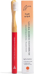 Better & Better Natural Bamboo Toothbrush for Kids | Extra Soft Bristle Toothbrush | 100% Plant-Based | Reusable Handle, Replaceable Brush Head | Eco-Friendly, Zero Plastic (Red)