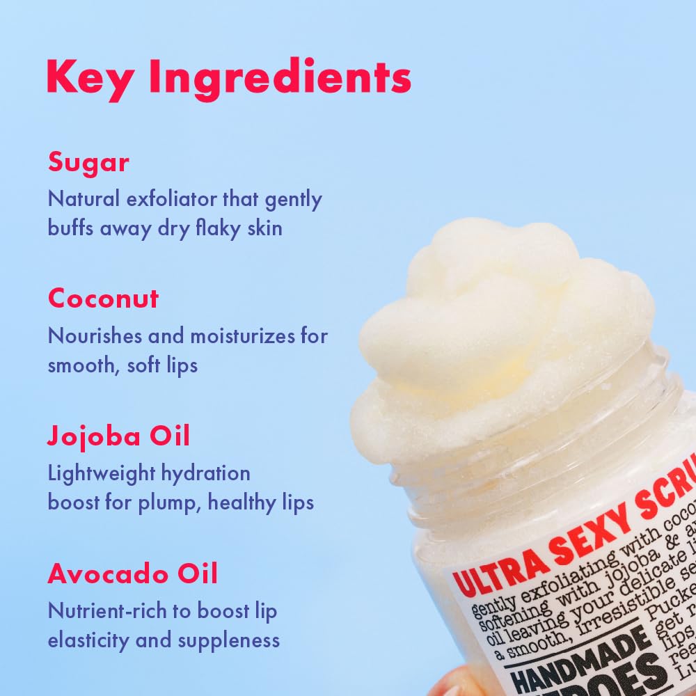 100% Natural Lip Scrub Vegan Conditioning Coconut Lip Exfoliator Gentle Exfoliant Sugar Lip Polish and Lip Exfoliator Scrubber for Chapped and Dry Lips (Lip Scrub and Mask Gift Set) Stocking Stuffers