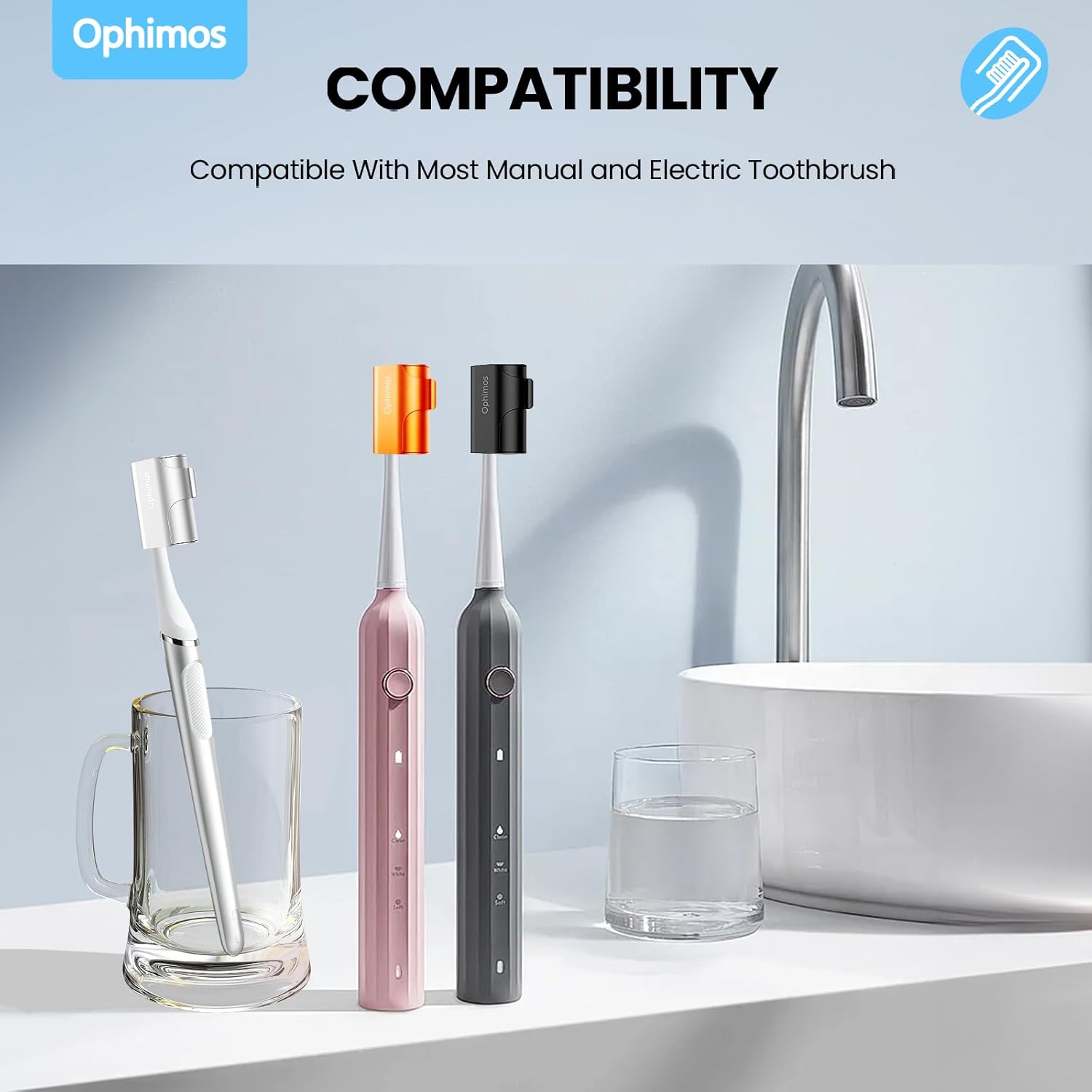 Aluminum Alloy Toothbrush Head Cover/Cap/Protector Case,Travel Toothbrush Covers Long-lasting Toothbrush Head Caps for Most Electric/Manual Brushes (Silver+Orange, 2 Count)