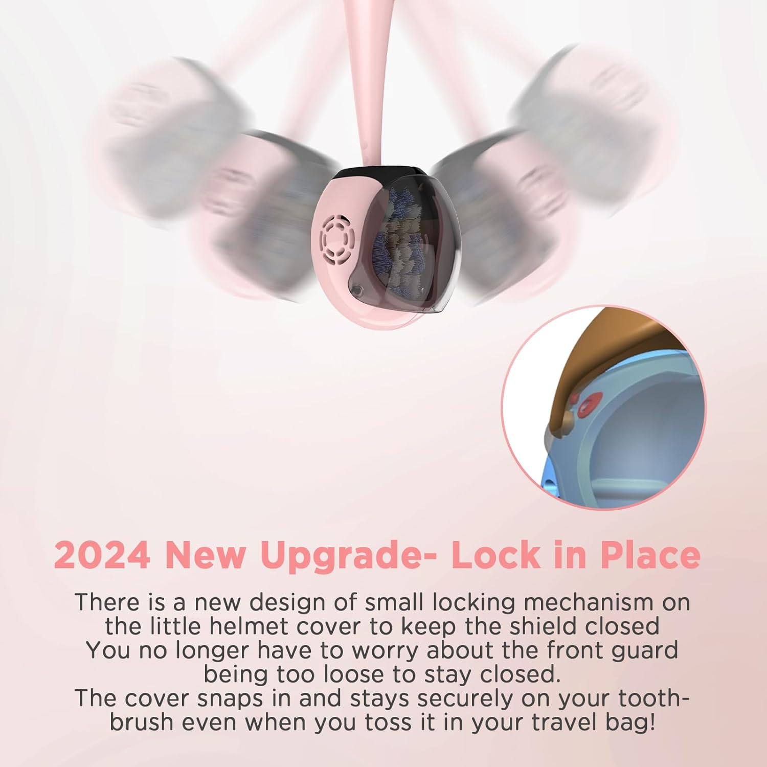 Helmet Toothbrush Covers Caps, Toothbrush Head Protector for Household Travel, Fits Most Manual and Electric Toothbrushes, 4 Count (Blue, White, Pink, Rose Pink)