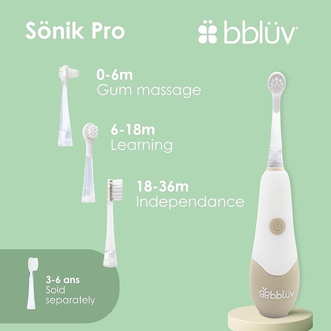 bblüv - Sönik Pro - 4 Stage Sonic Toothbrush for Babies, Infants, Toddlers, and Children - Rechargeable Electric Toothbrush with LED Light and 3 Smart Modes