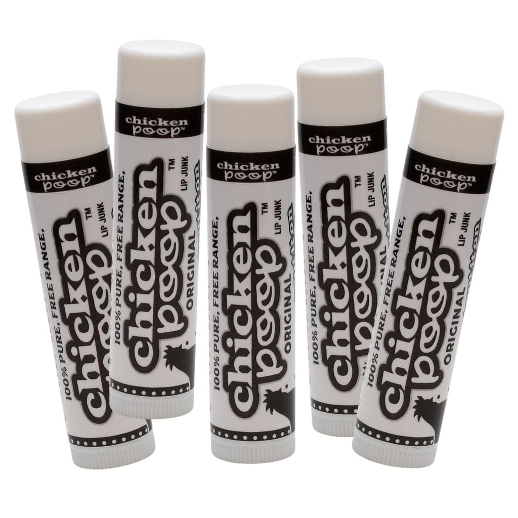 Chicken Poop® Lip Balm 100% Natural Moisturizer for Dry, Chapped Lips, 0.15 oz, (Original), Pack of 5