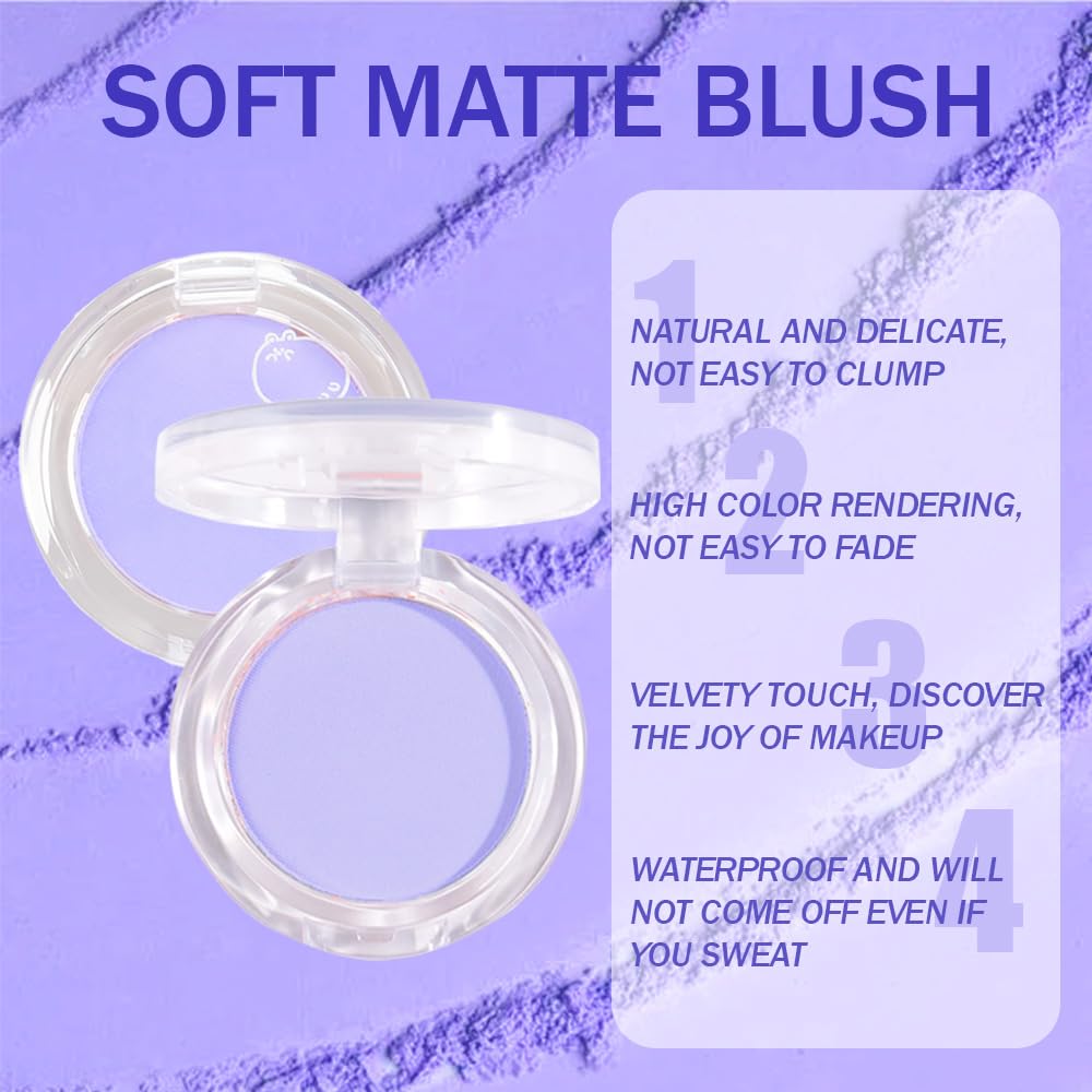 Matte Powder Blush for Cheeks – Long Lasting Natural Face Blusher Makeup, Lightweight Blendable Cheek Color for Women, Vegan & Cruelty-Free – #11 Lavender Lilac
