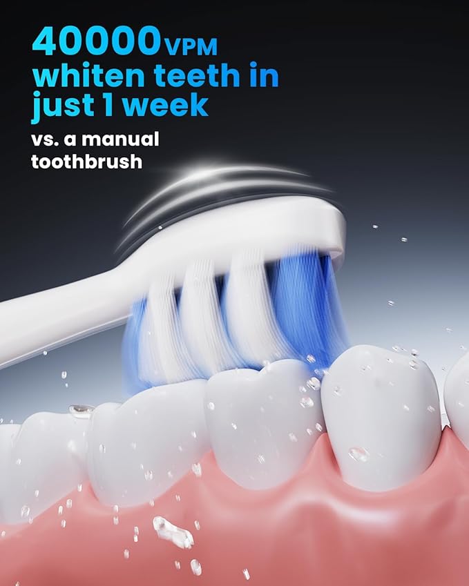 Onlyone Sonic Electric Toothbrush for Adults, Rechargeable Ultrasonic Electric Toothbrush with 8 Brush Heads, Travel Case, Charging Base & Wireless Charging - 5 Modes with Smart Timer