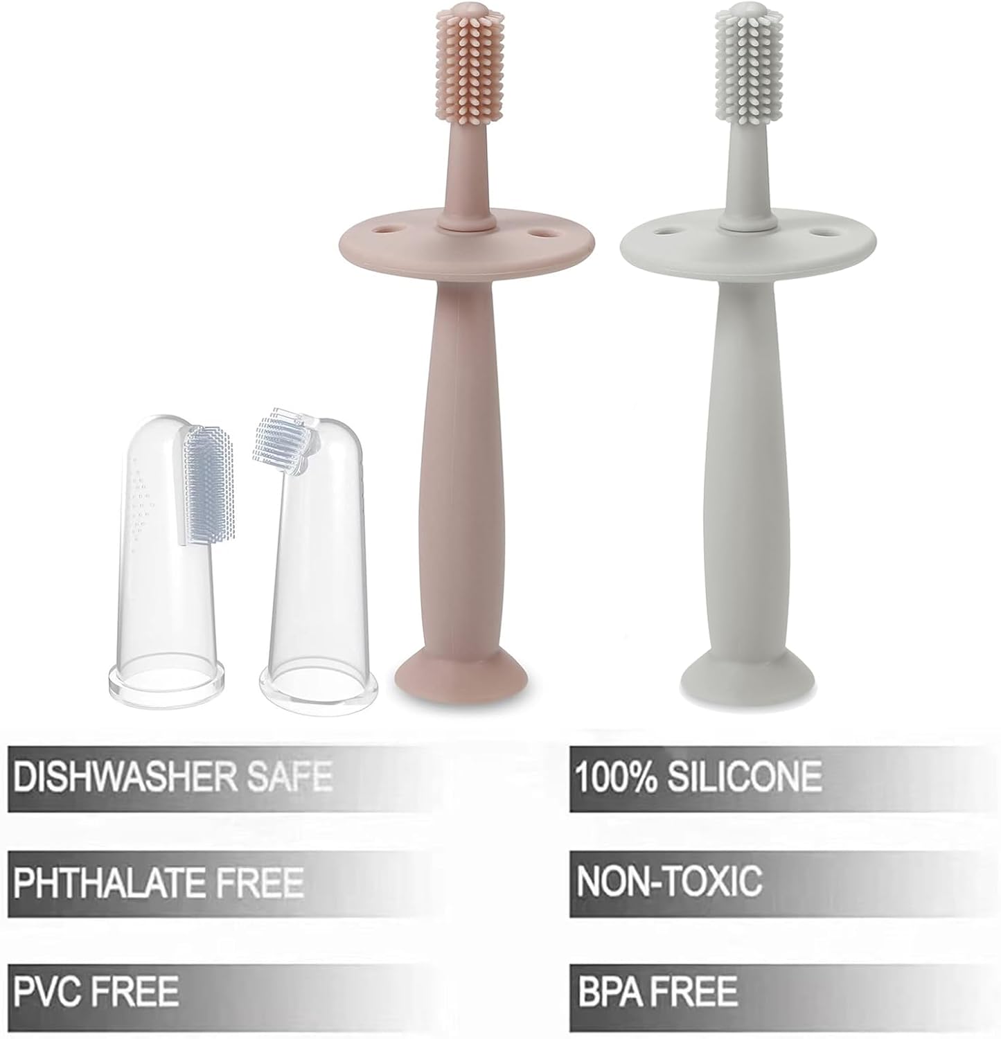 PandaEar Baby Finger Toothbrush Silicone Toothbrush Pink+Blue (3 Set)| Oral Care for Infants Ages 3 Months Plus