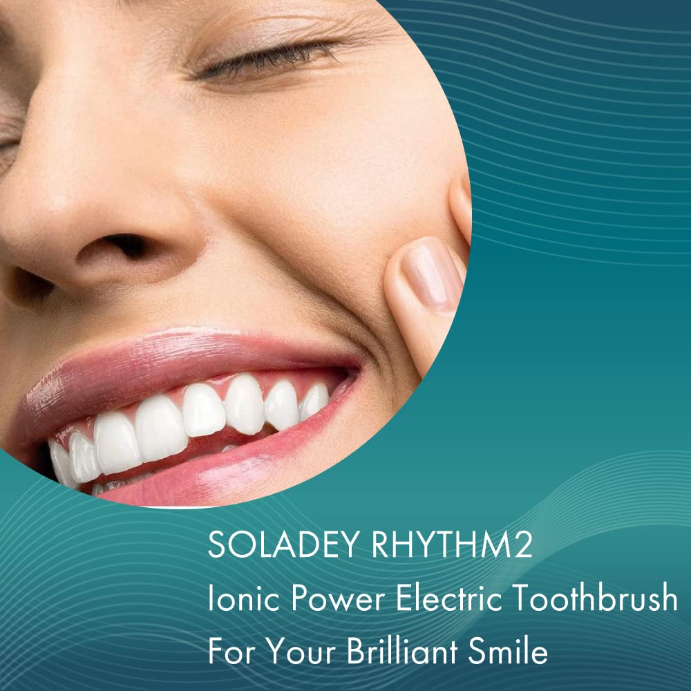 Soladey SoladeyRhythm2, Ionic Power Electric Toothbrush, Solar Panels and TiO2 Semiconductor (Ice Blue), Ready to use Ionic Toothbrush
